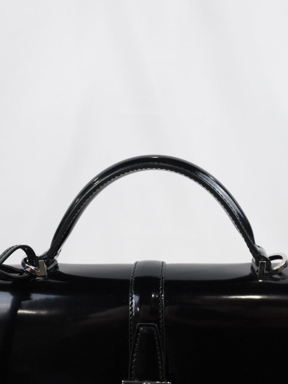 Saint Laurent Le Fermoir Top Handle Black Calfskin Leather Bag w/ Shoulder Strap - Picture 9 of 15